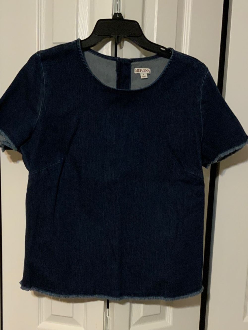 Merona Dark Blue Short Sleeve Denim Top